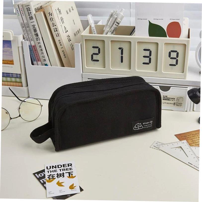 Ins Simplicity Pencil Case Solid Color White Black Canvas