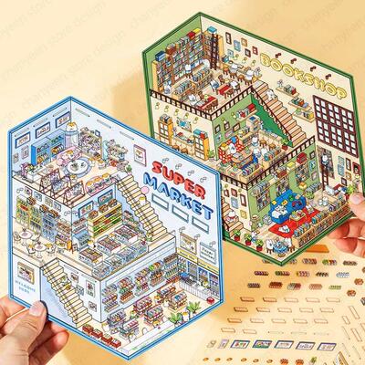 Plus Size Third-story Cabin Scene DIY Sticker Highly Playabl