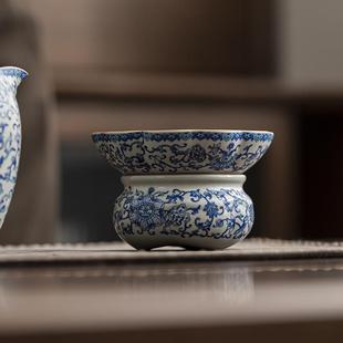 汝窑米黄茶叶茶渣过滤网器茶漏功夫茶具配件开片可养高档轻奢精品