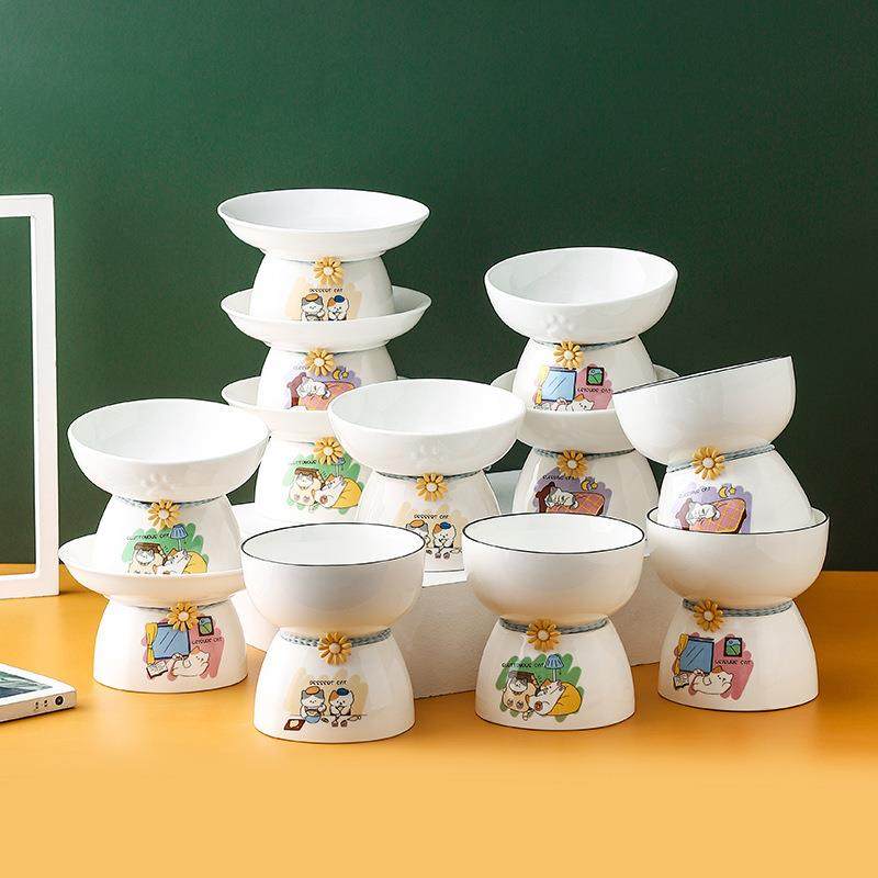 陶瓷碗猫碗饭碗高脚粮碗喝水防打翻宠物用品狗狗食盆猫粮碗套装高,宠物/宠物食品及用品,猫狗碗/慢食碗,淘宝优惠券,粉丝福利购,淘宝优惠卷