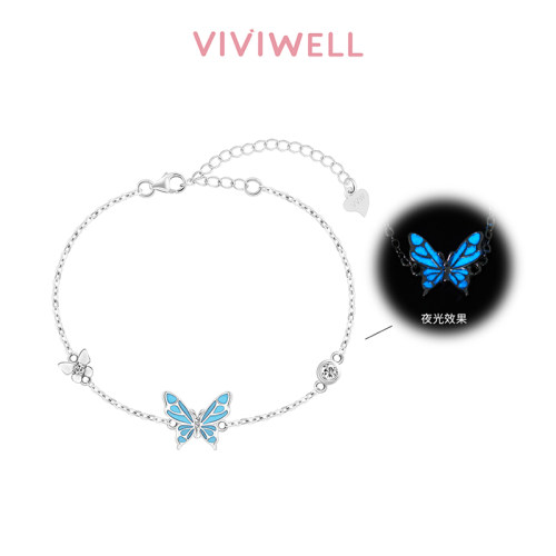 VIVIWELL925银蝴蝶手链女款