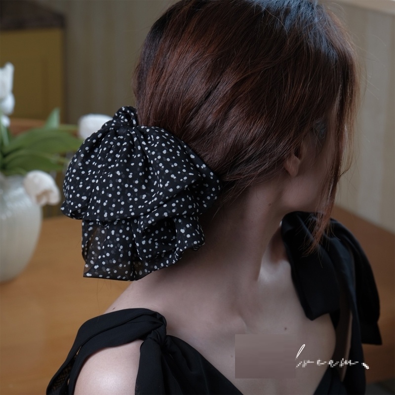 法式复古波点蝴蝶结小抓夹发饰小号低马尾鲨鱼夹发夹气质百搭发饰