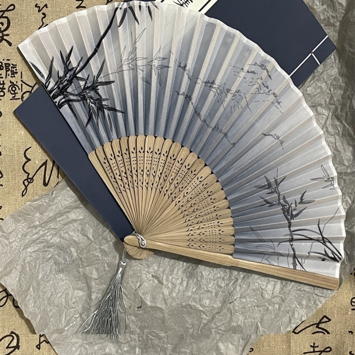 折叠扇子儿童新中式古风竹子扇子夏天轻便旗袍汉服随身便携国风舞图片