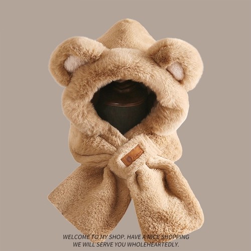 冬天骑电动车帽子围巾一体2025秋冬季新款加厚防寒风围脖护耳帽