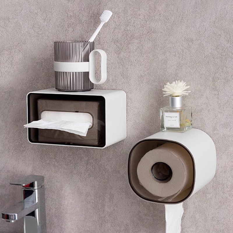 厕所纸巾盒卷纸架抽纸盒卫生间防水免打孔纸巾架纸盒卫生间厕纸盒