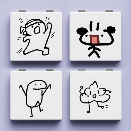 个性搞怪小表情小镜子简约小众学生化妆镜便携随身补妆镜子双面镜