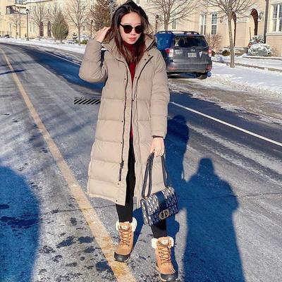 加厚长款过膝面包服连帽羽绒服