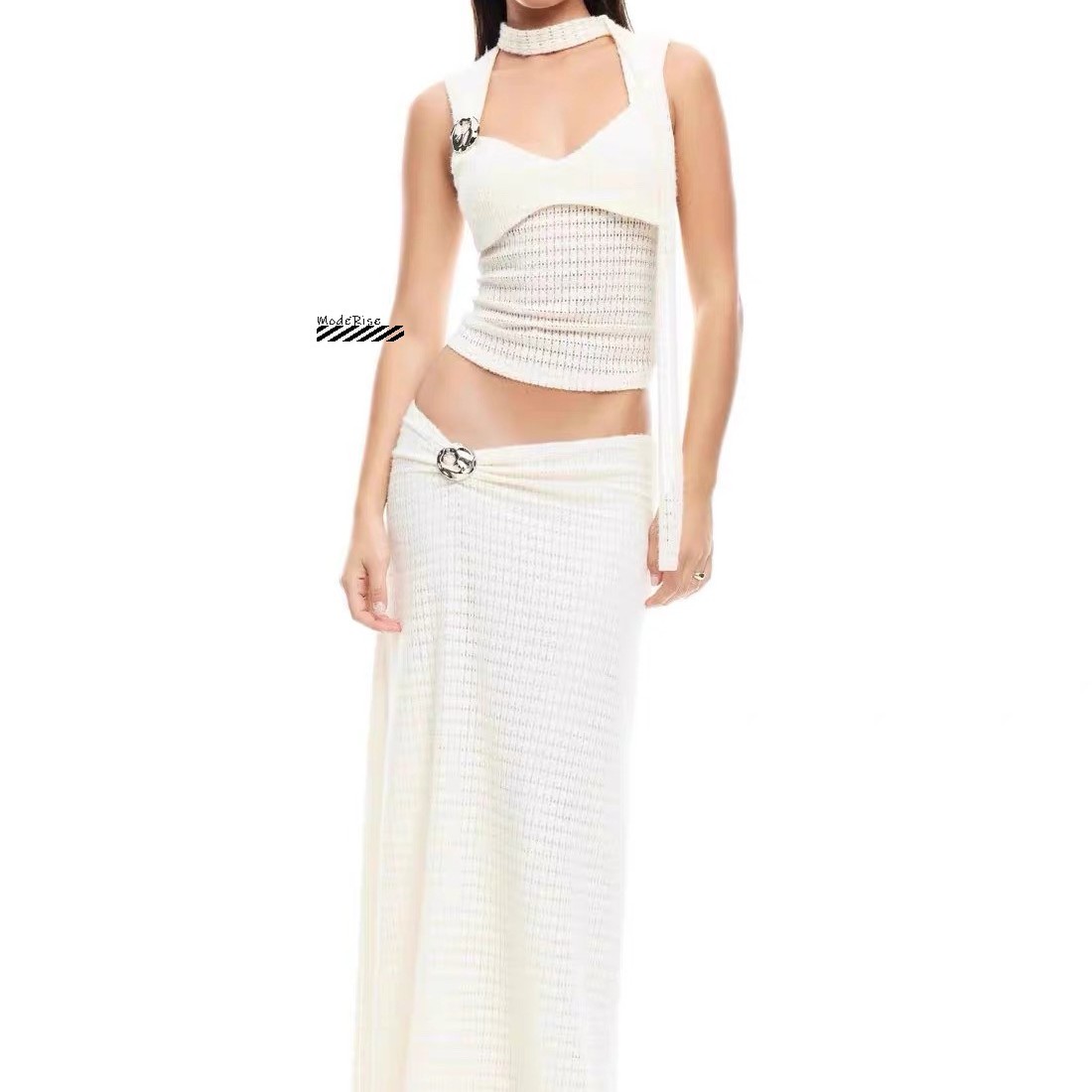 性感辣妹风吊带上衣豹纹牛仔裤