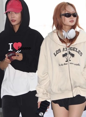 国现 Urban Sophistication黑色趣味印花连帽卫衣低腰休闲裤套装