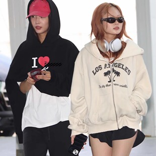 国现 Urban Sophistication黑色趣味印花连帽卫衣低腰休闲裤套装