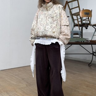 套裝 韓國(guó)在途 復(fù)古滿印腰果花紋夾克外套闊腿長(zhǎng)褲 25秋季 OPEN