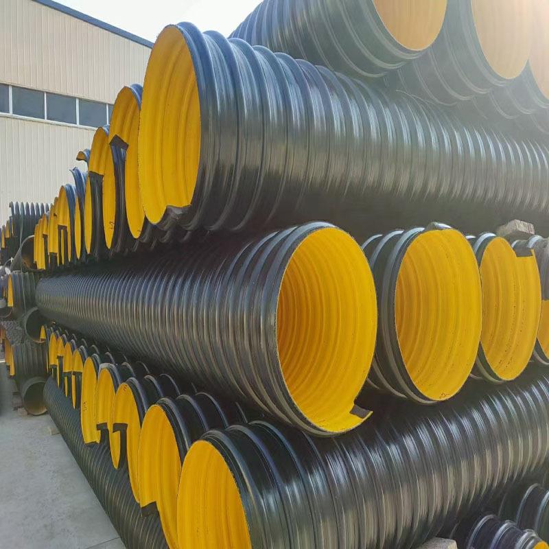 hdpe钢带管大口径PE螺旋增强波纹管400地埋排污管DN300双壁波纹管