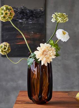 现代轻奢创意手工缠丝琉璃花瓶样板房酒店软装家居装饰玻璃瓶摆件