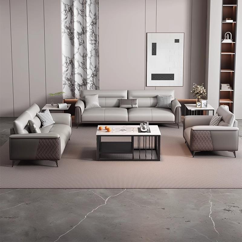 现代轻奢皮艺沙发组合 办公室酒店商务沙发 家用客厅办公商务沙发