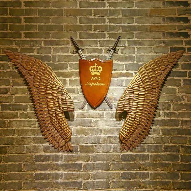 复古铁艺翅膀酒吧背景墙装饰 壁挂装饰拍摄翅膀道具客厅墙面挂饰