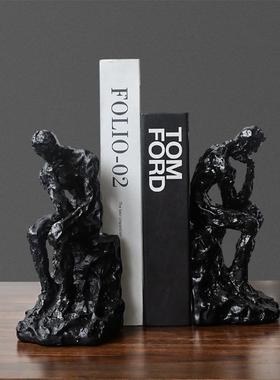 欧式简约思考者书靠摆件家居办公室书房样板房书架书桌桌面装饰品