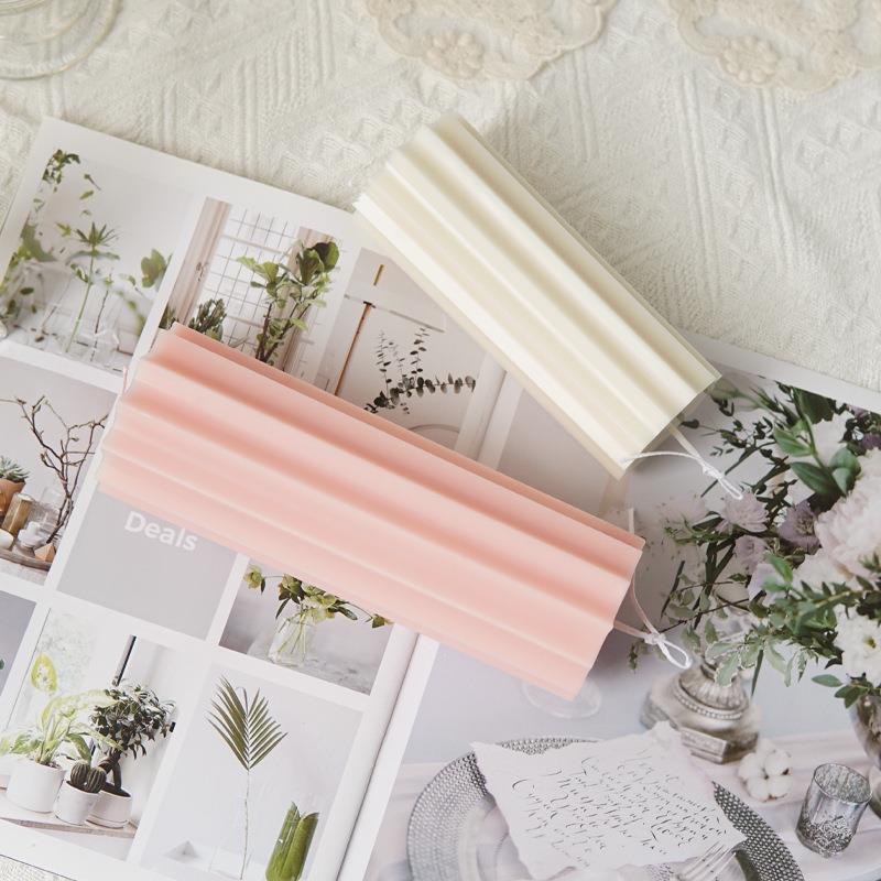 圆柱香薰蜡烛塑料模具粗条纹齿轮几何创意蜡烛pc亚克力透明模具