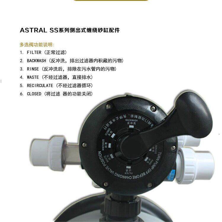 泳池过滤砂缸头控制阀沙缸六项功能阀ASTRAL1.5寸2寸侧出沙缸配件