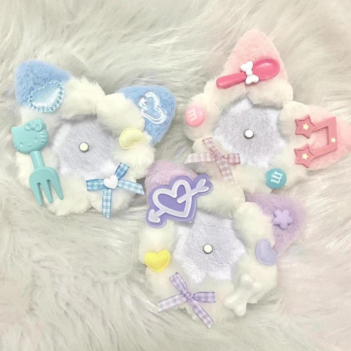 毛绒吧唧套谷子展示书包心形吧唧套古风猫耳可爱托谷美痛包装饰物