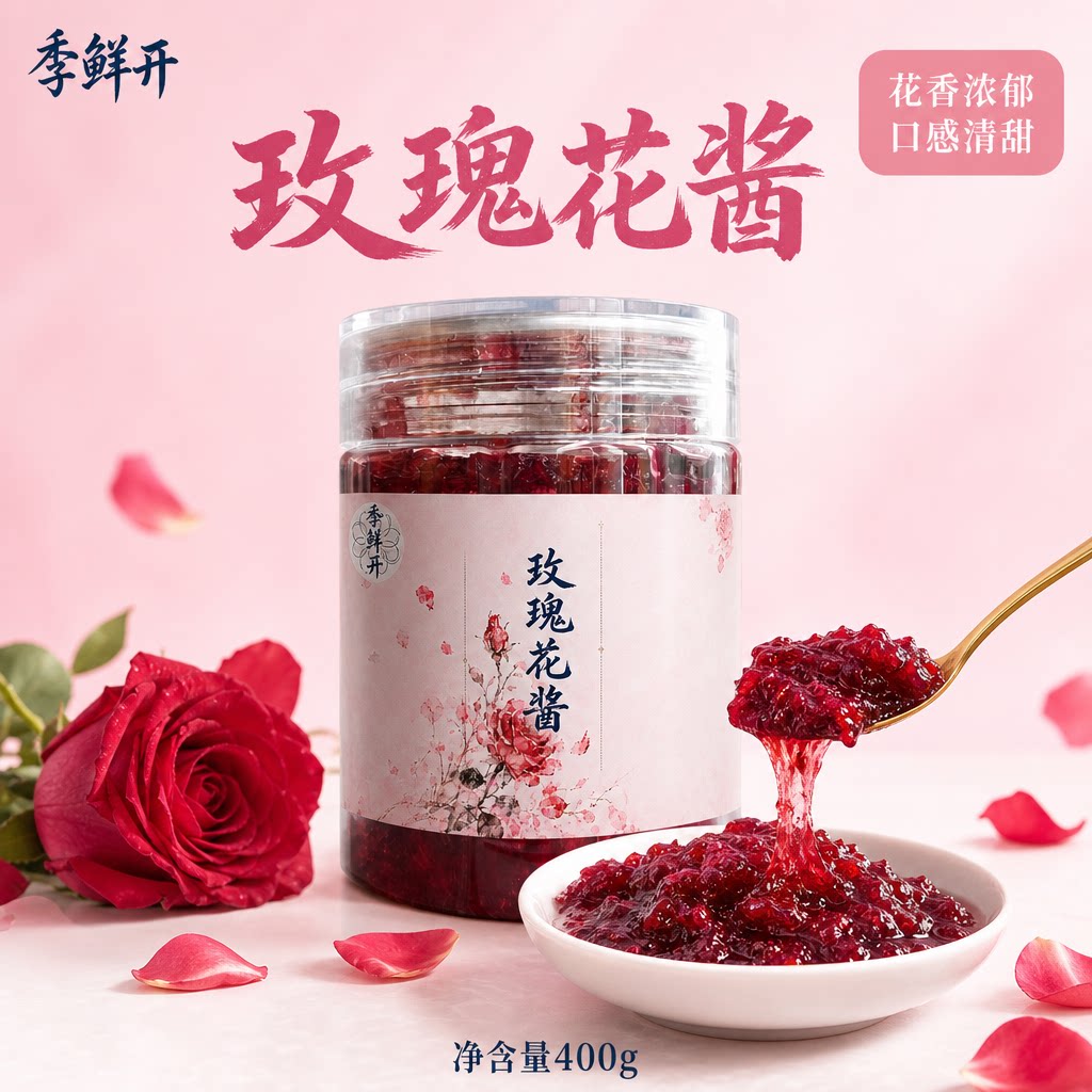云南特产玫瑰酱玫瑰糖百花酿重瓣食用玫瑰酱天然馅料蜂蜜烘焙夹心