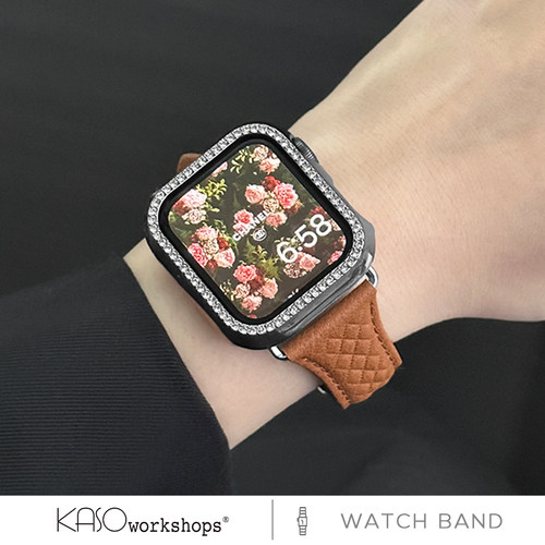 新款高级感菱格皮革蝴蝶扣表带