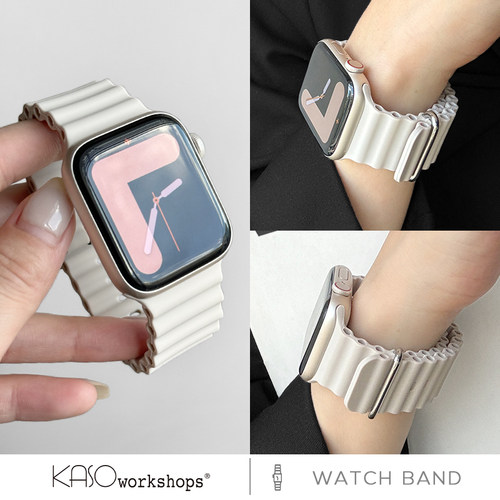 KASO适用applewatch表带苹果手表iwatch9海洋ultra2液态硅胶7新款8腕带5女情侣运动透气se男49高级感游泳