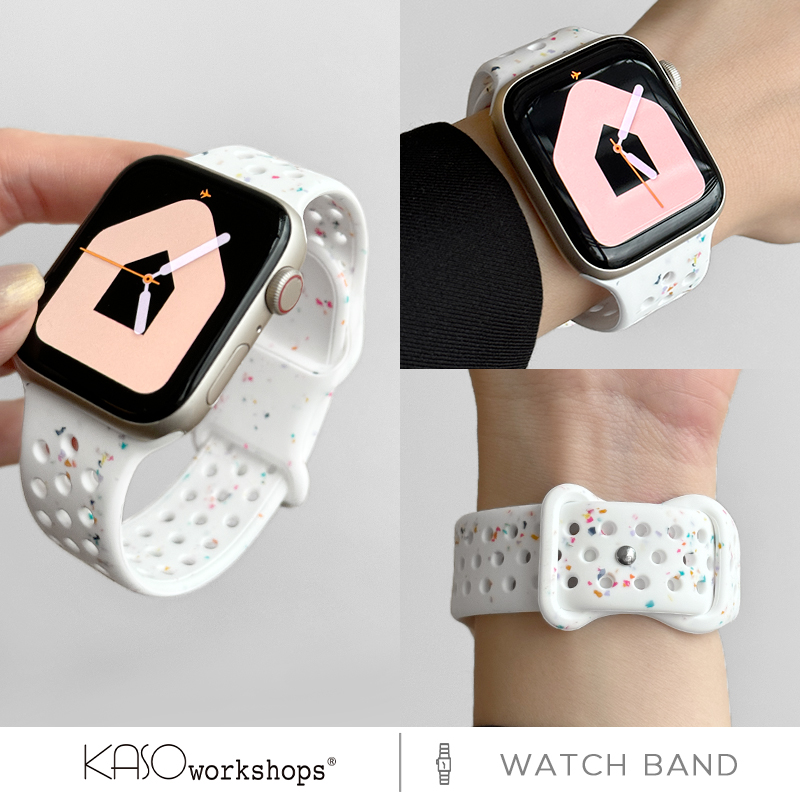 KASO适用iwatch9表带苹果手表运动硅胶applewatch8夏天透气S8新款彩屑S7男女款创意高级i智能腕带高级感
