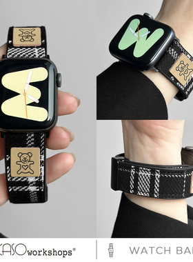 KASOiwatch9新款秋冬绒毛呢磁吸手表带适用applewatch876高级感se复古美拉德苹果ultra智能磁吸款硅胶高级