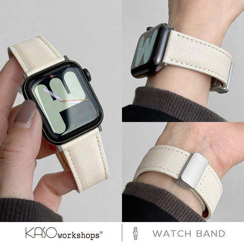 适用iwatchs8表带s10真皮磁吸扣
