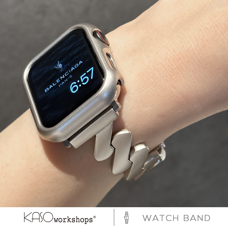 KASO适用iwatch表带s8新款7高级感6波浪纹5金属4苹果手表3applewatch2替换腕带1代se女款潮流小众可爱个性