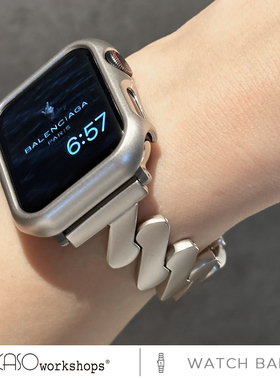 KASO适用iwatch表带s8新款s11高级感6波浪纹5金属苹果手表3applewatch10替换腕带1代se女款潮流小众可爱个性