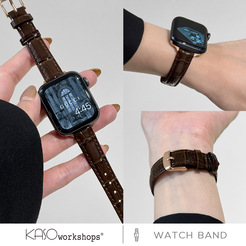 新款纤细竹节皮革表带