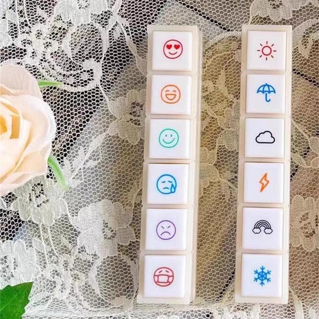 小红书同款迷你圆脸心情印章卡通可爱打工人diy手账素材按压印章