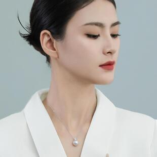 FEEINS项链戴妃澳白水晶珍珠吊坠单颗项链女2026轻奢秋冬毛衣链颈