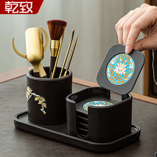 茶道六君子套装功夫茶具配件用品大全收纳茶杯垫泡茶工具茶桌摆件
