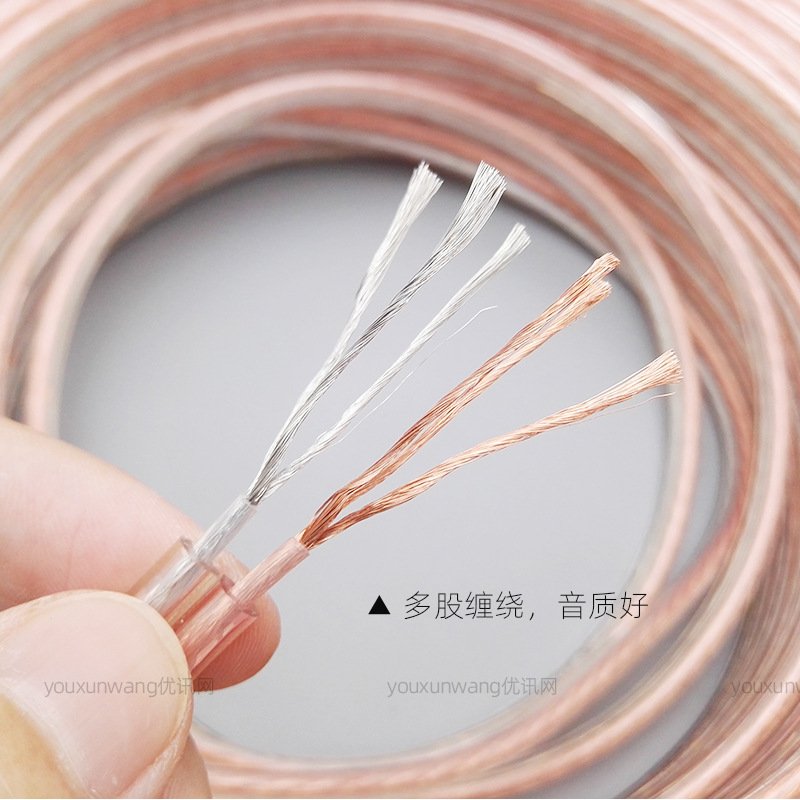 发烧音响线材全铜包铝 广播扬声器功放专业用音箱喇叭线透明100米图片