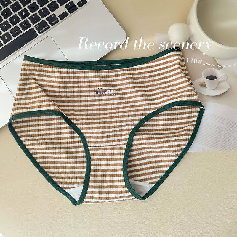 棉底裆三角裤复古撞色彩虹条纹内裤女螺纹面料7A.,女士内衣/男士内衣/家居服,女三角裤,淘宝优惠券,粉丝福利购,淘宝优惠卷