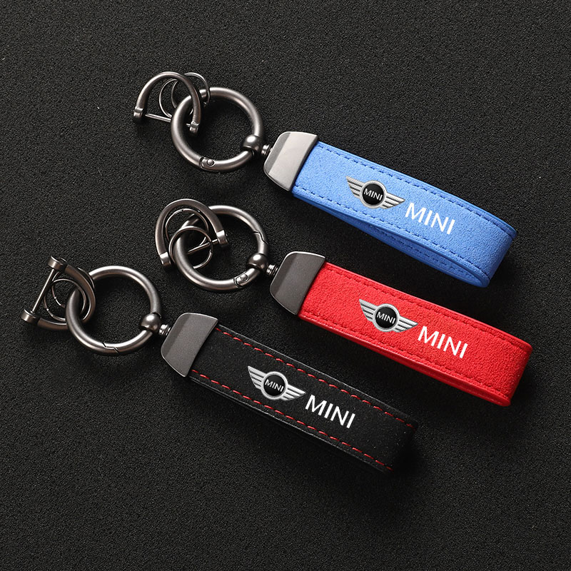 宝马迷你mini Cooper countryman汽车翻毛皮钥匙扣圈创意个性挂件