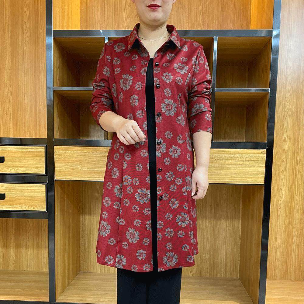妈妈装秋款时尚印花翻领中长款风衣气质中老年女装洋气大码外套潮,女装/女士精品,风衣,淘宝优惠券,粉丝福利购,淘宝优惠卷