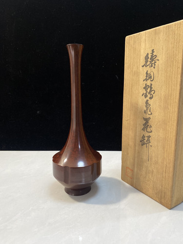 日本中古商品高岗铜器铸铜青铜金属特殊合金花瓶花器摆件库存尾货