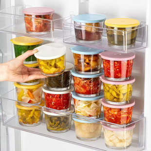 玻璃小碗带盖食品级咸菜密封罐玻璃保鲜盒冰箱小菜泡菜分装收纳盒