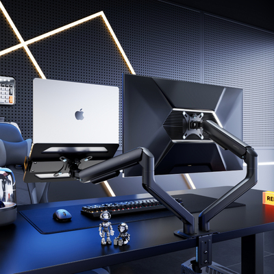 Brateck北弧双屏显示器支架笔记本电脑副屏二合一增高底座E350-2