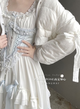 POSHE新款高定如心温莎古堡少女羽绒服原创白色日常秋冬羽绒服