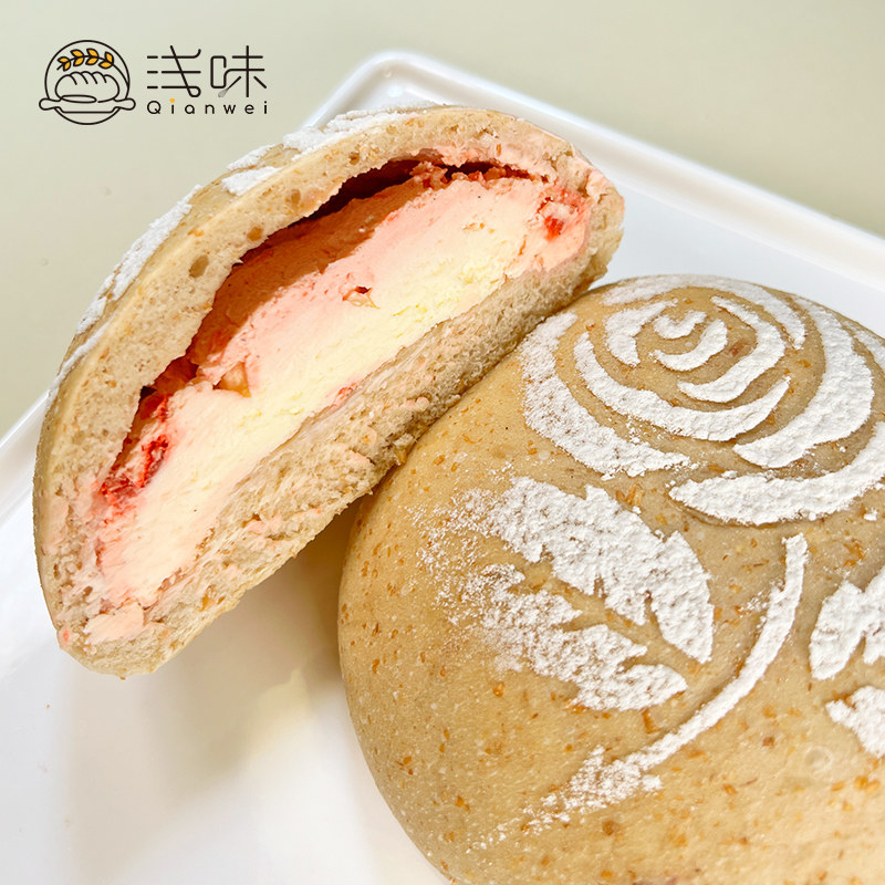 浅味 全麦荔枝玫瑰欧包手工手作面包奶酪健身代餐早餐零食品
