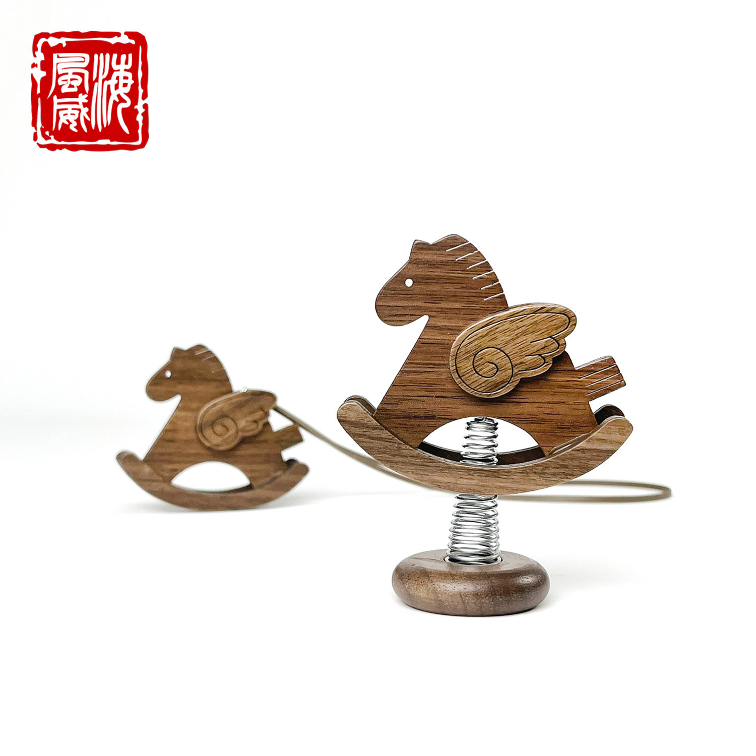 海风威小木马包包挂件H家胡桃木手工摇摇马个性车挂饰汽车钥匙扣