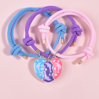 爱心拼接海豚闺蜜手链二人三人磁吸高颜值姐妹友谊儿童礼物手绳女