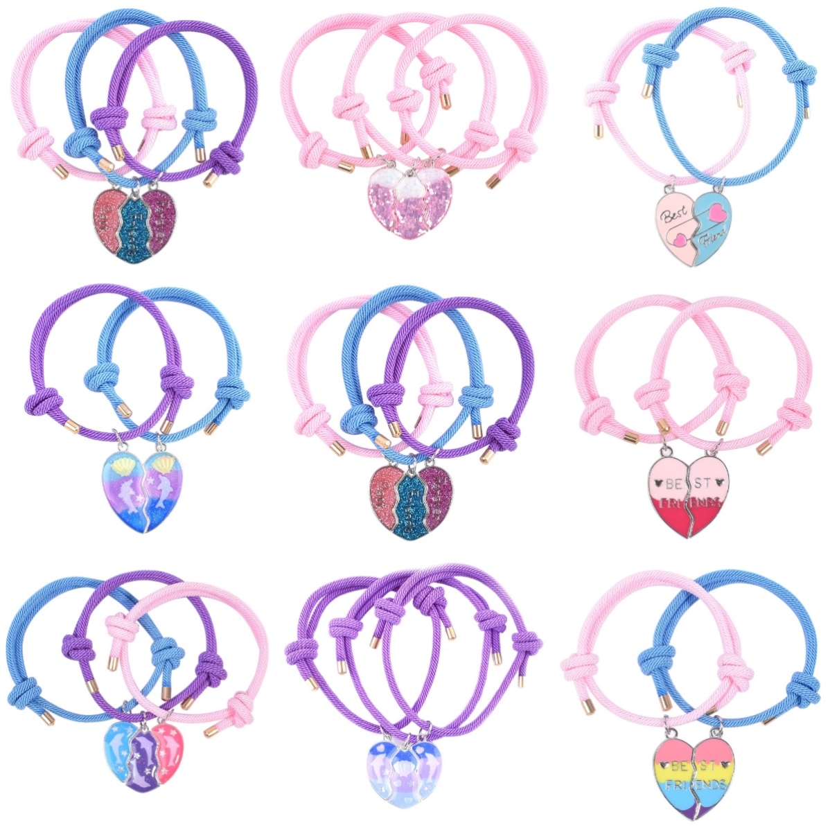 闺蜜手链女二人三人磁吸双人一对儿童礼物好朋友学生友谊姐妹手绳