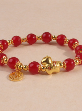 2026马年本命年串珠手链属马红色新年新款儿童女孩女童学生党手串