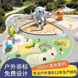 2023新款 大型不锈钢滑梯小区景区户外无动力非标儿童游乐场设备室