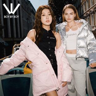 BOY BY BOY女装2025冬新款中长款羽绒服连帽户外保暖面包服外套女